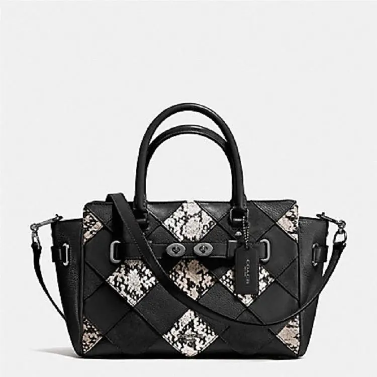 Coach Blake Carryall 25 Snake Patchwork Leather F57892 Black Multi