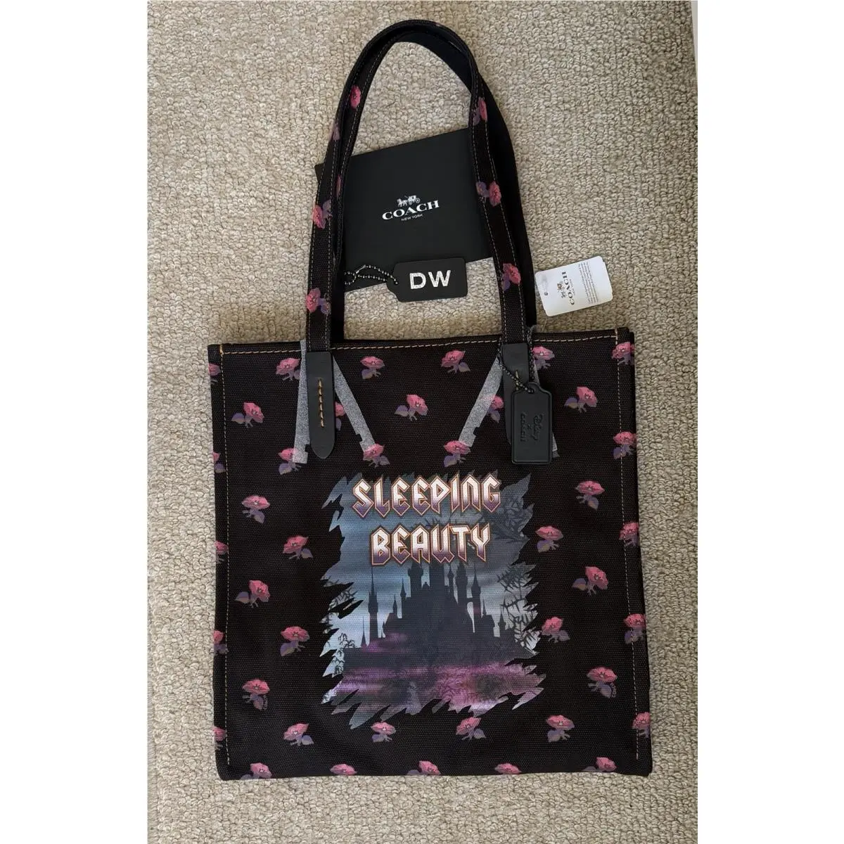 Disney X  Special Edition Sleeping Beauty Black/multi Canvas Tote 32718 by Coach