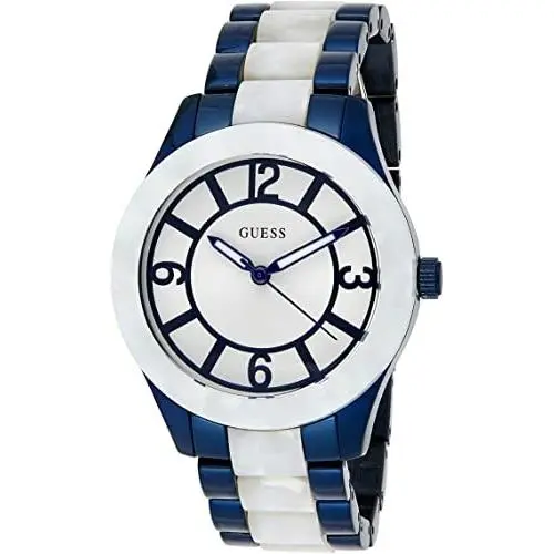 Women`s Goddess Blue/white Bracelet/dial 37MM Marbleized Watch W0074L3 by Guess
