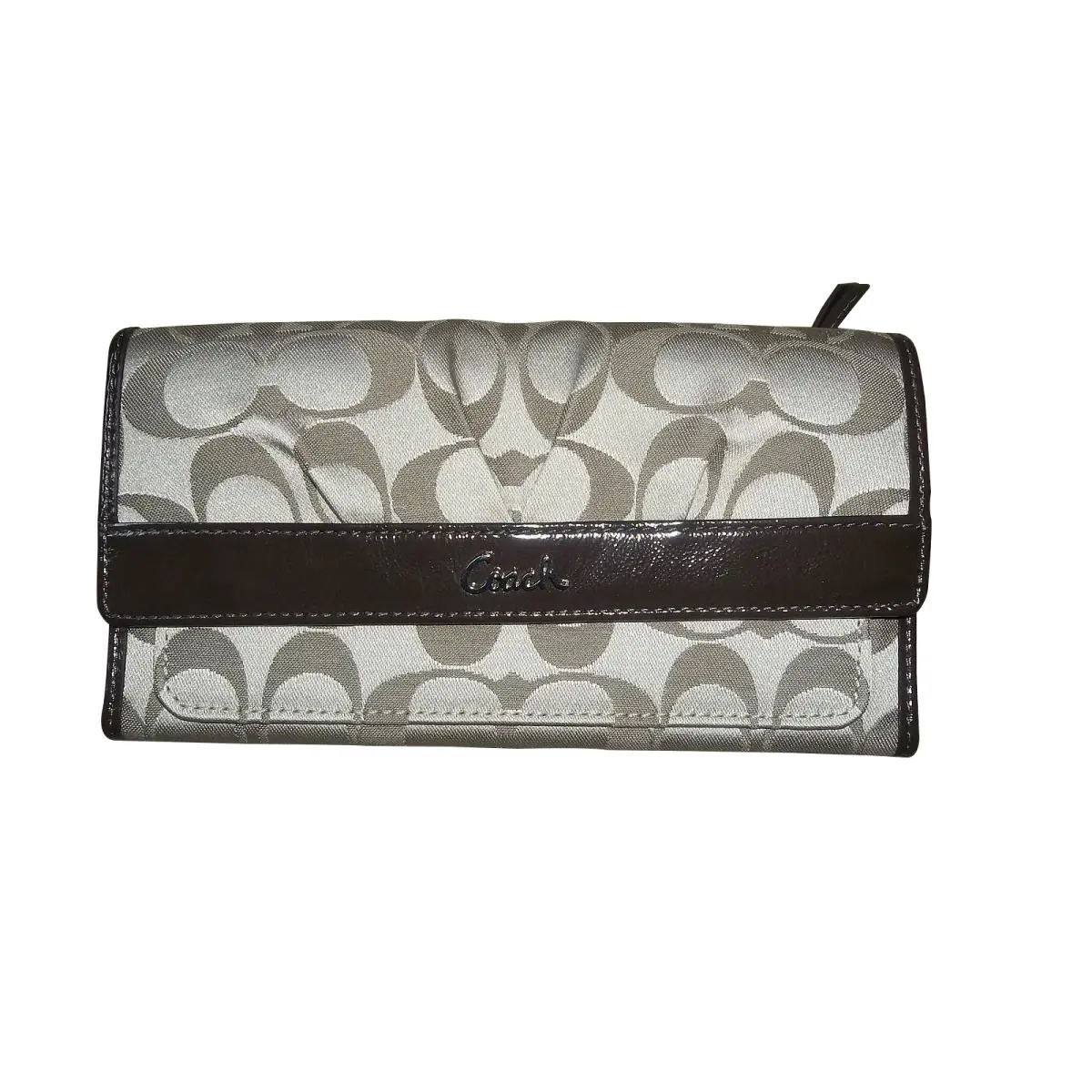 Coach F44529 Sv/khaki Mahogany Sig Sat Slim Envy Wallet