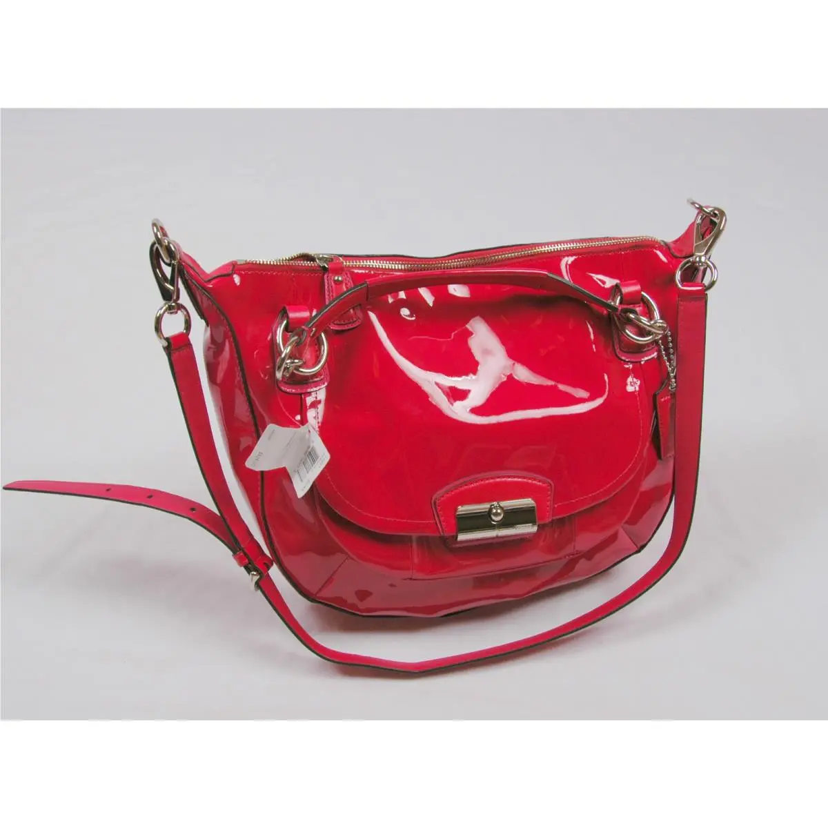 Coach Kristin Patent Leather Round Satchel Crossbody 19297 Raspberry