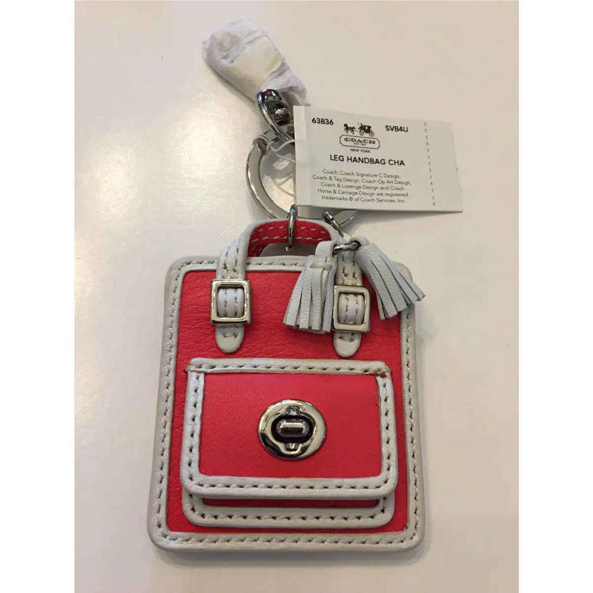 Glam  Pink Legacy Turnlock Purse Charm Keyfob Keychain 63836 by Coach