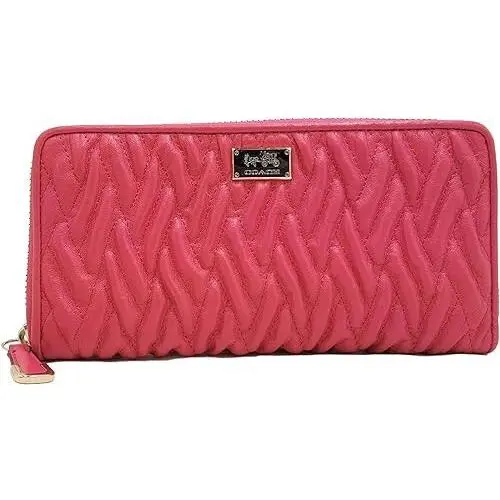 Coach F49609 Madison Twist Leather Accordion Zip Wallet Dahila Red