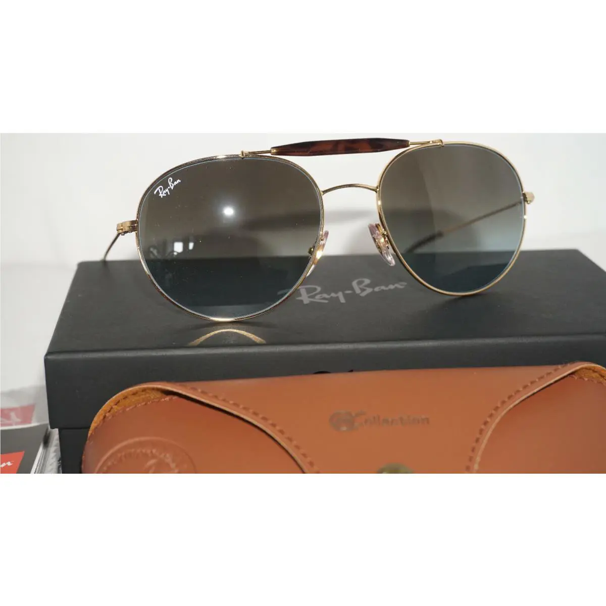 Ray Ban Sunglasses Collection Gold Blue Brown RB3540 001/96 56 140
