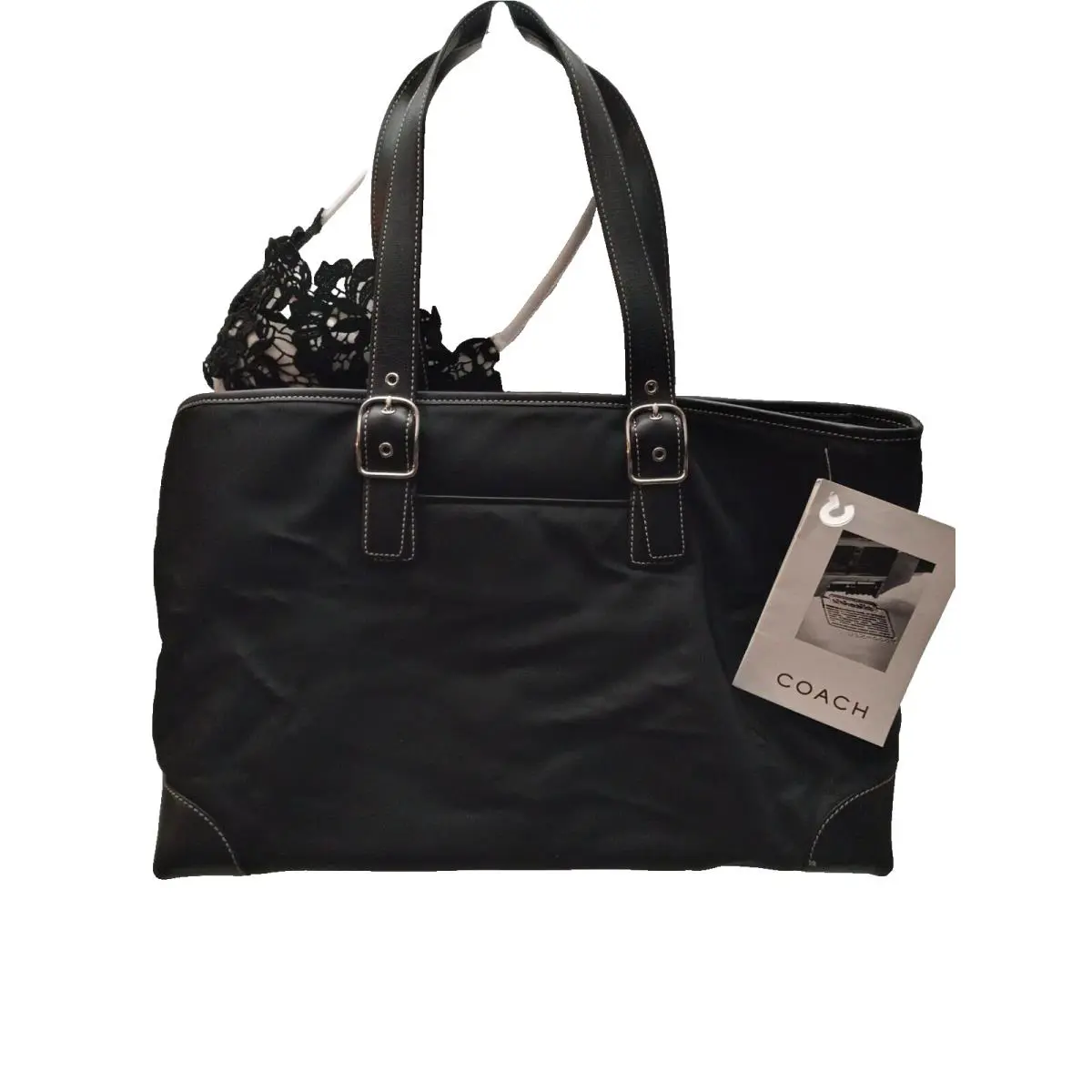 Black Nylon Leather Trim Tote/shopper 5150 by Coach