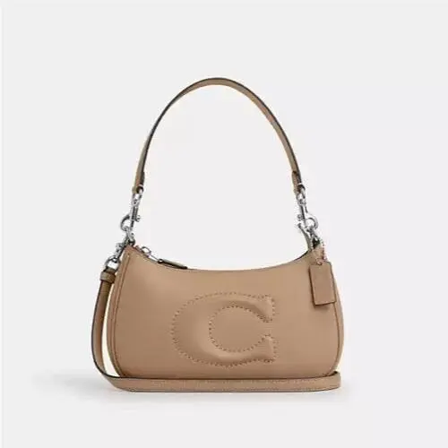 Coach Women`s Silver/taupe Teri Smooth Leather Shoulder Bag CR099