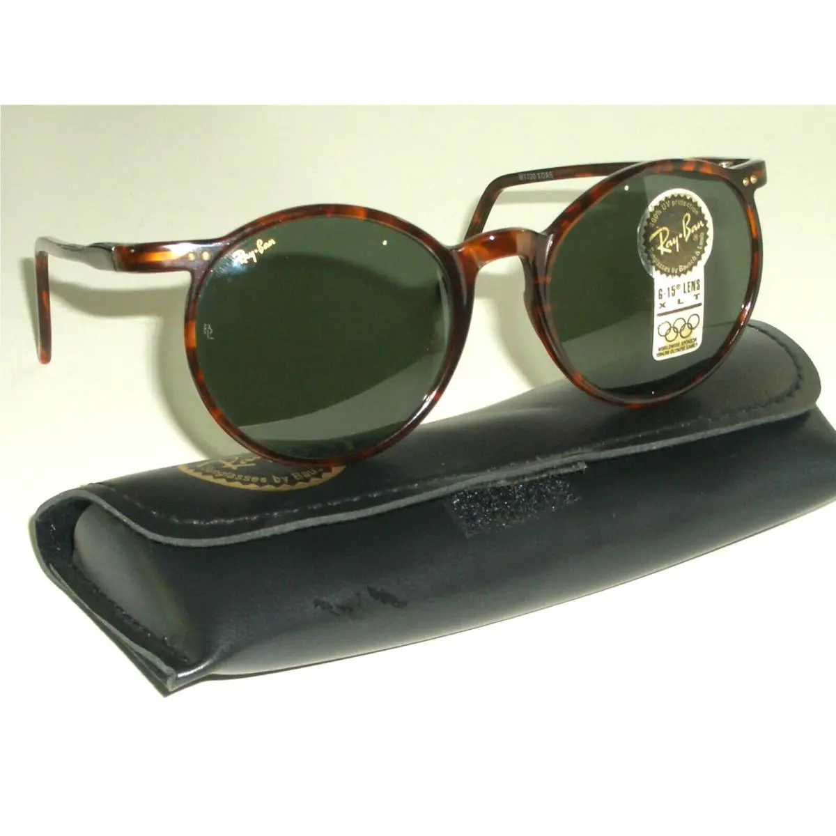 Vintage B L Ray Ban W1720 Asbury Slimline G15 Slim DK Tort Round Sunglasses