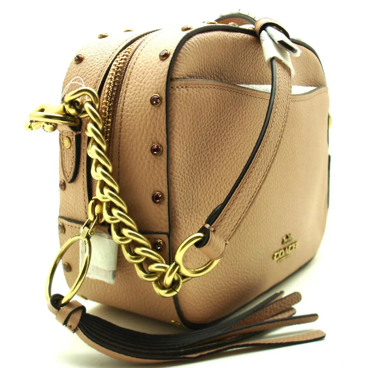 Coach Carryall Crossbody Camera Style Pink Crystal Rivet Nude/gold 35514
