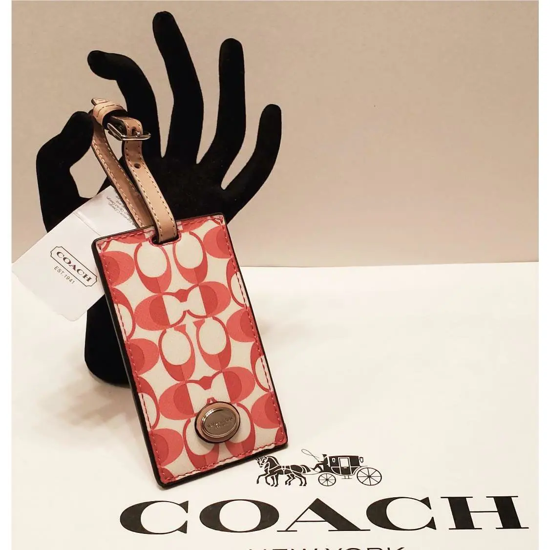 Htf Beautiful Coach Pomegranate and Tan Luggage Tag – F77581