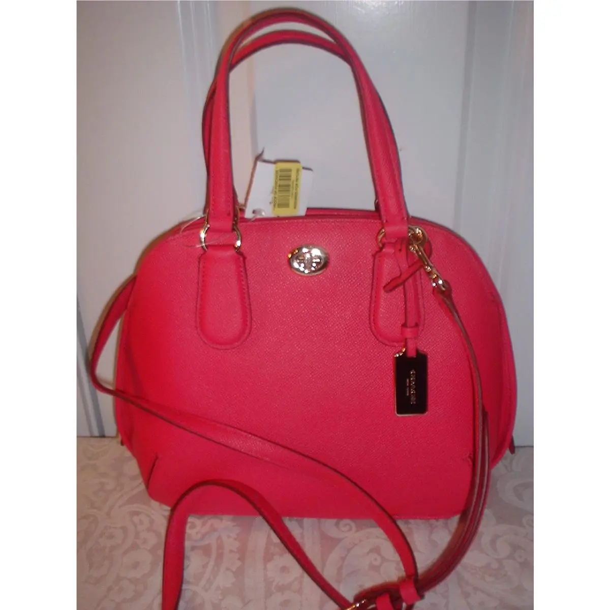 Coach Crossgrain Leather Mini Prince Satchel Handbag Pink Ruby 34940