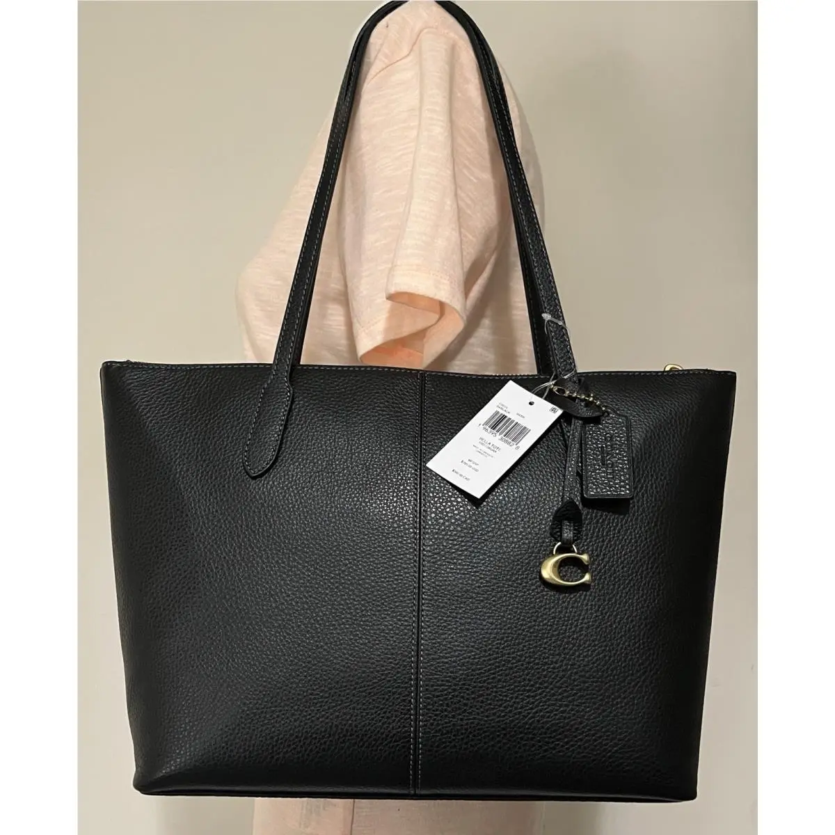 Coach CS010 Bella Top Zip Black Pebbled Leather Tote