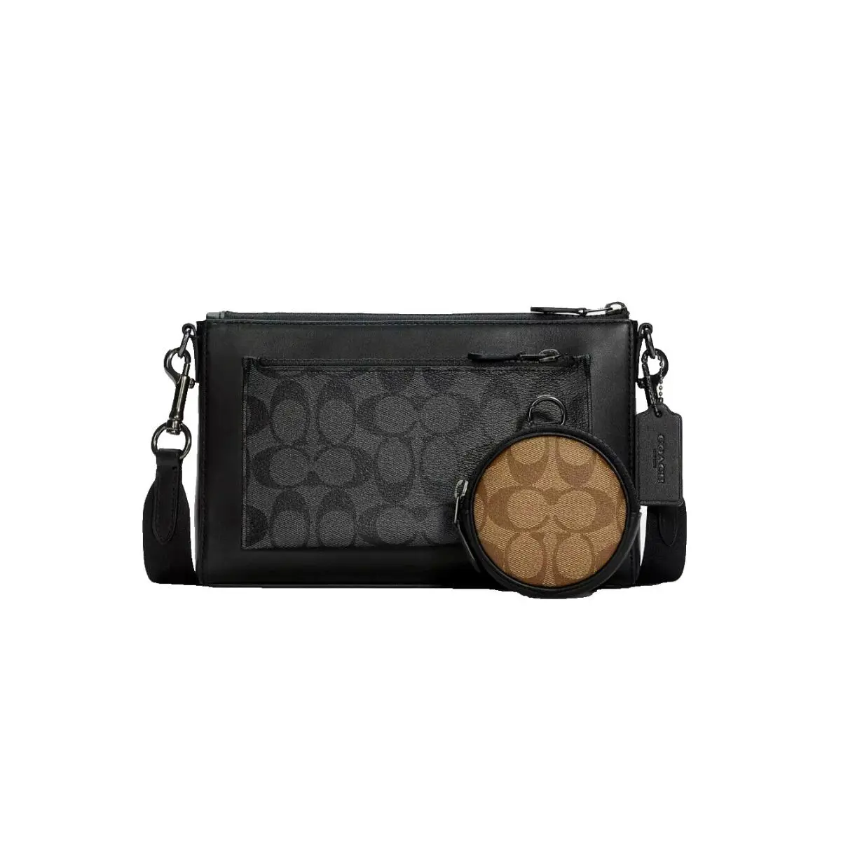 Coach Men Charcoal/black Holden Signature Canvas Leather Crossbody C5598