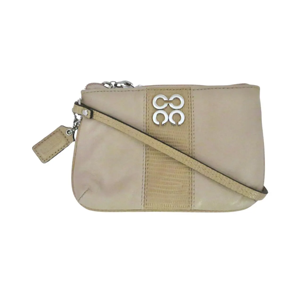 Coach Julia Beige Bisque Signature Leather Wristlet Wallet 47513 Rare