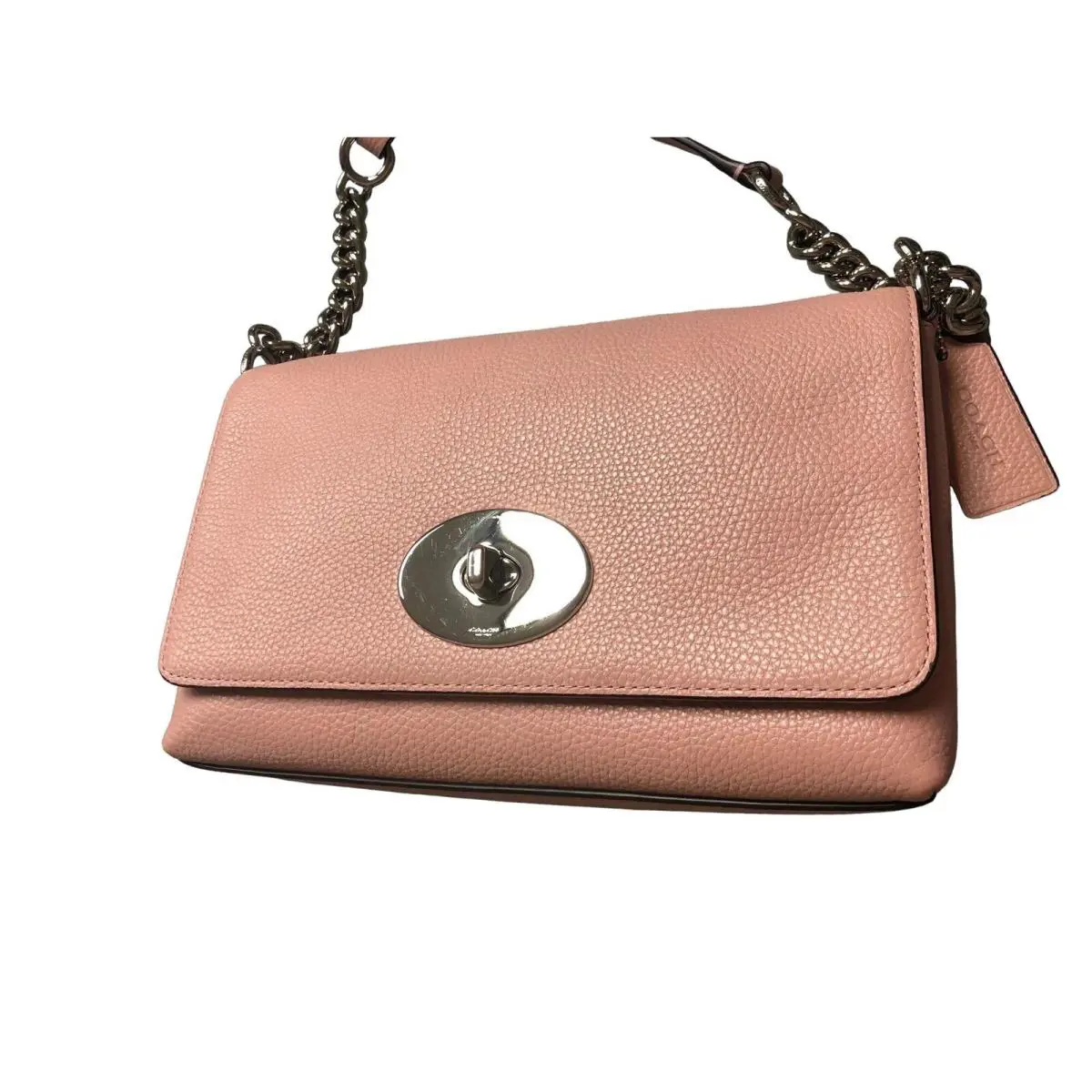 Coach Womens Turnlock Closure Outside Slip Pocket Crossbody Bag Pink Defected