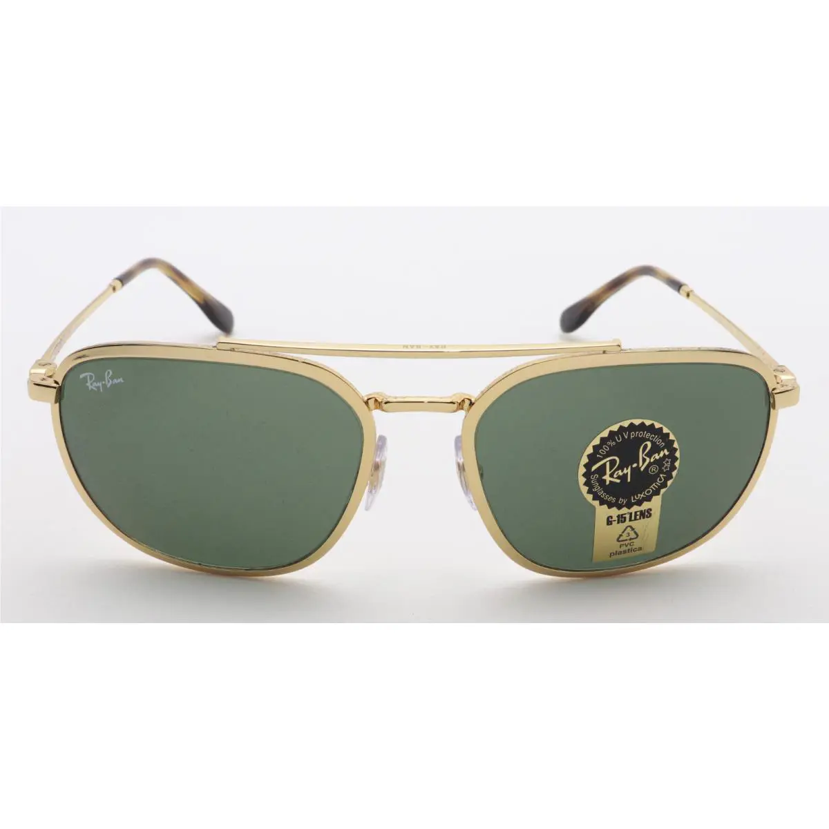 Ray Ban Aviator Arista Gold Sunglasses Green Lenses RB3708 001/31 145MM