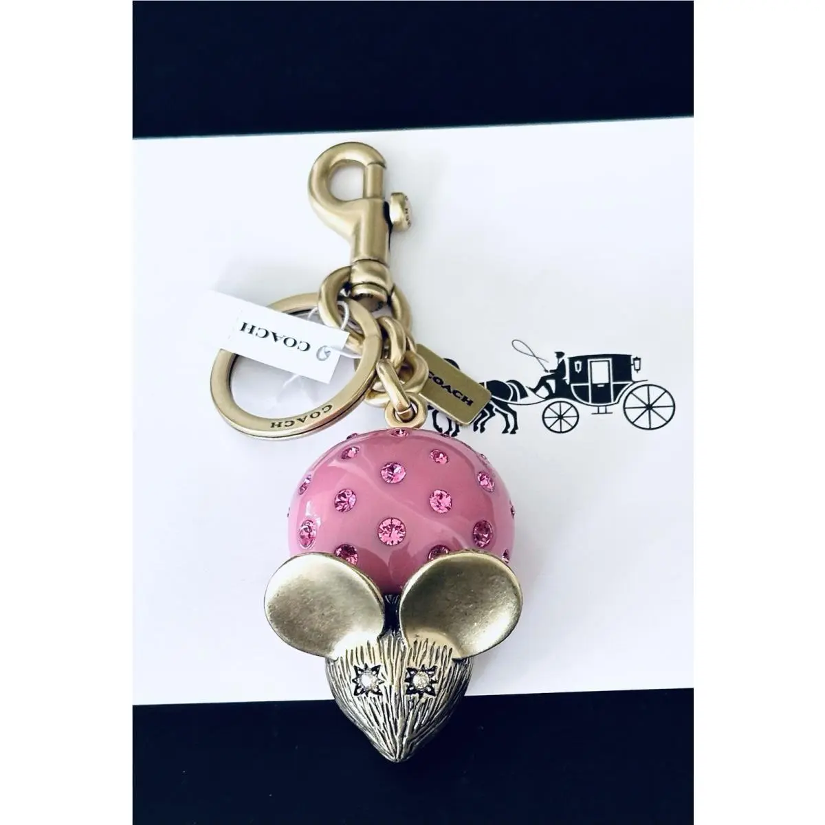 Coach Pink Crystal Mouse Brass CAX70