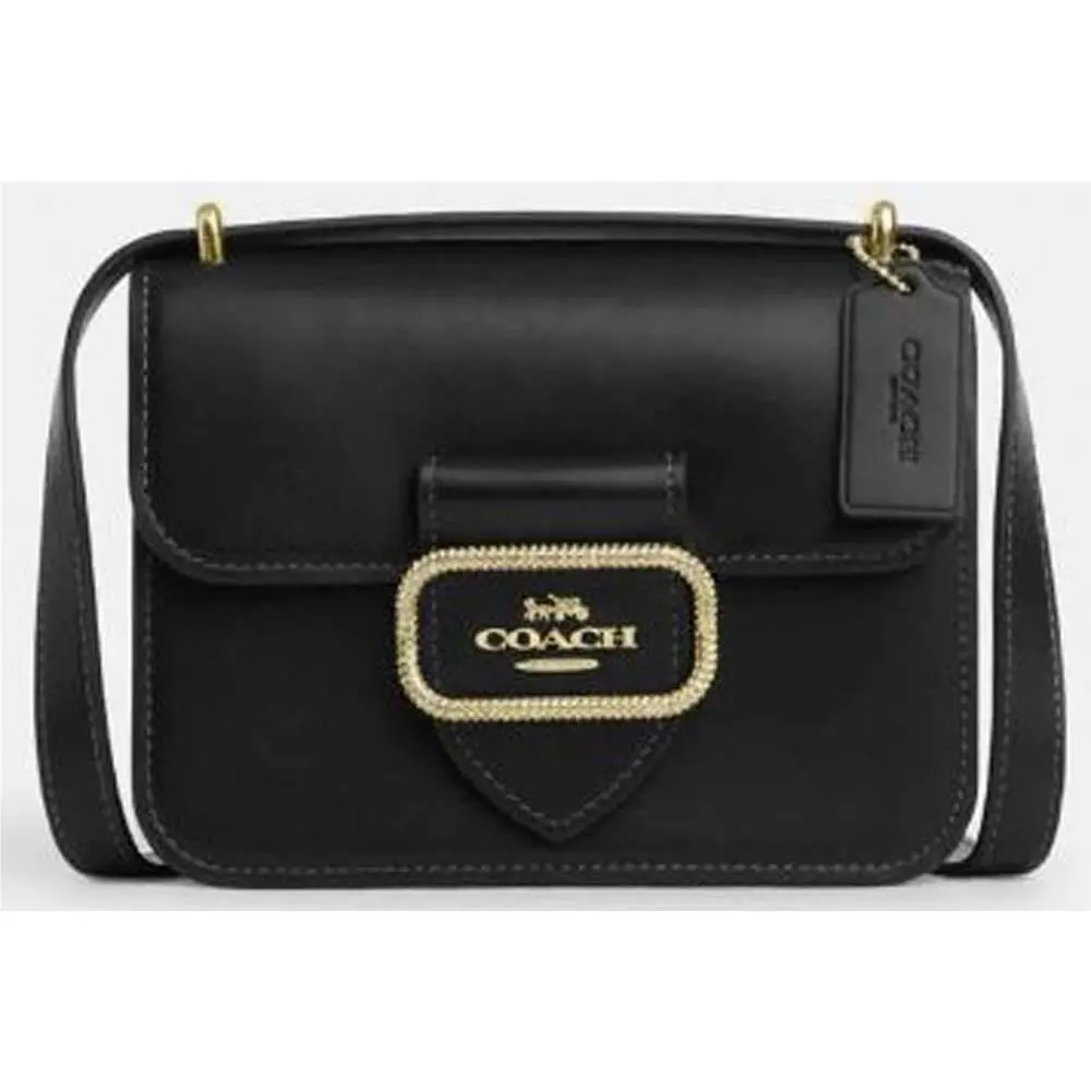 Coach Morgan Black Square Refined Calf Leather Crossbody Bag CO924