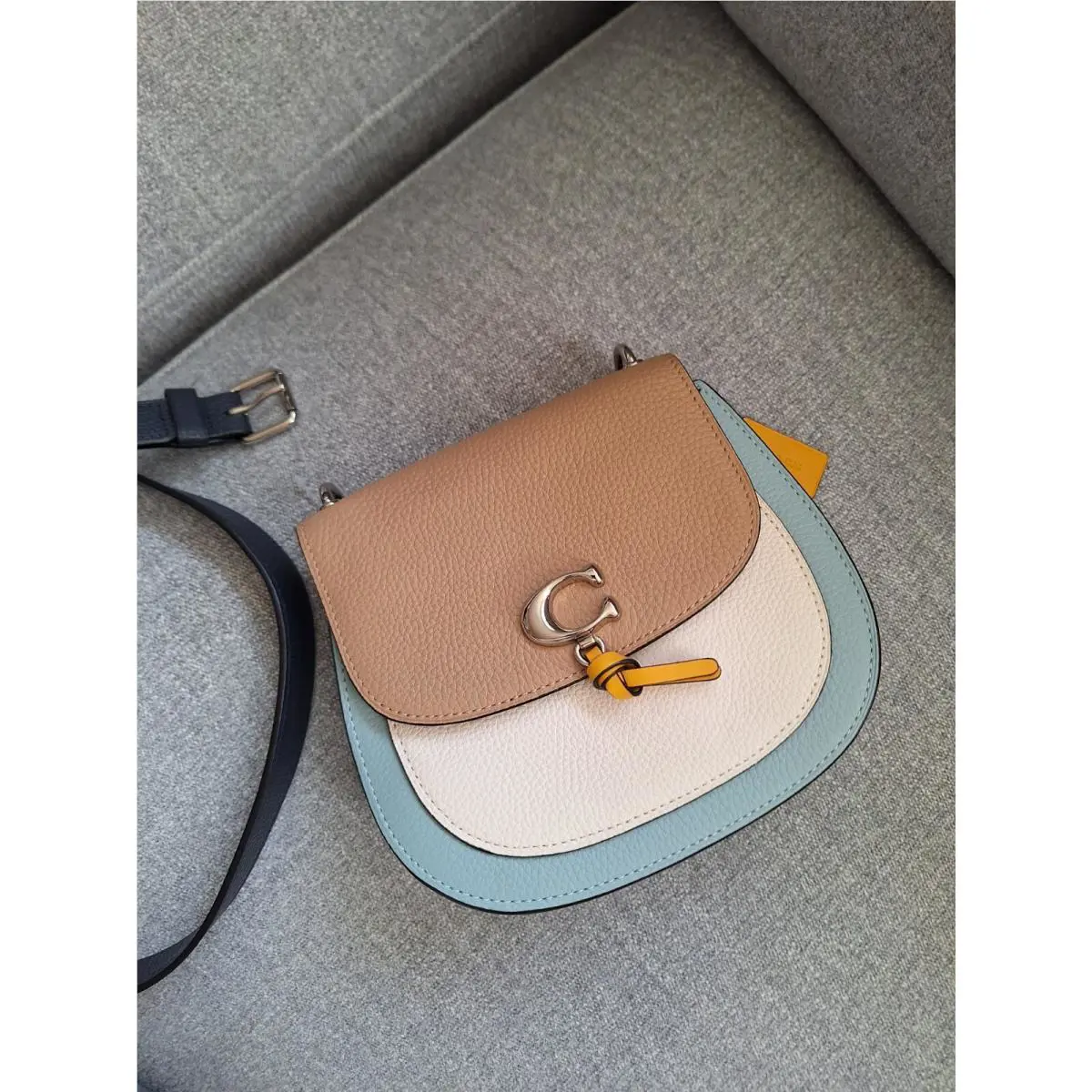 Coach Remi Saddle Bag In Colorblock 1330 Taupe Crossbody Purse
