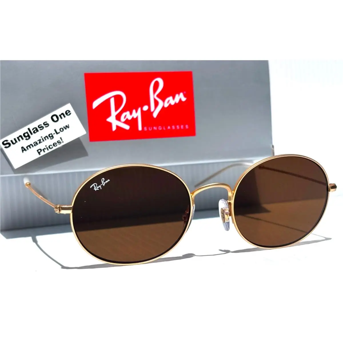 Ray Ban Rubber Arista Gold UV Protective Dark Brown Sunglass RB 3594 9013/73