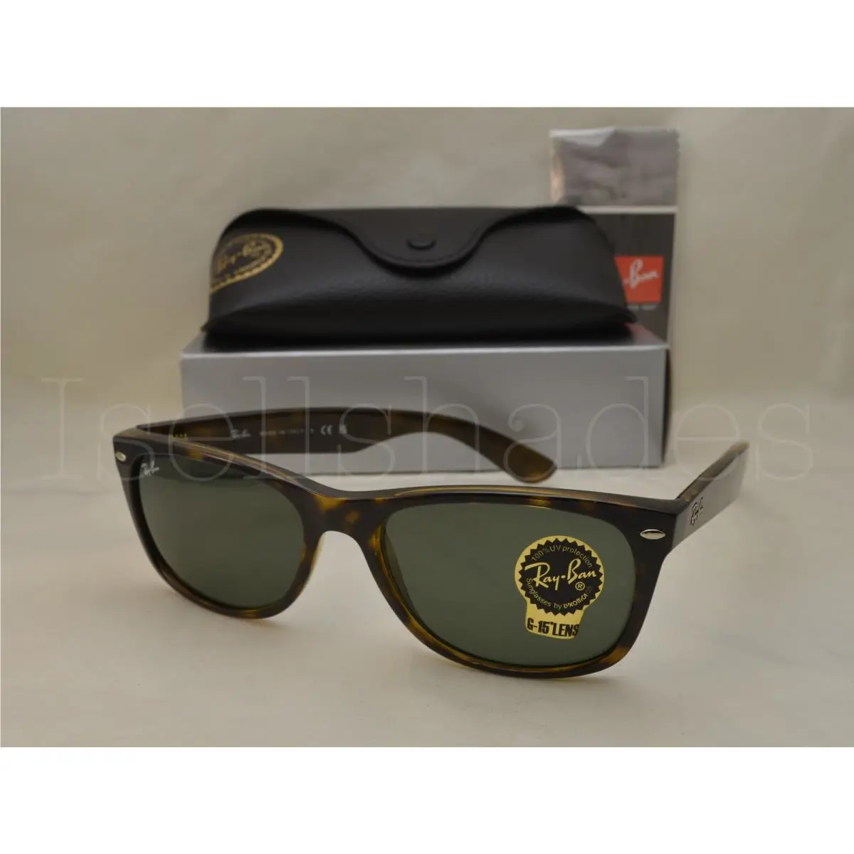 Ray Ban Wayfarer RB2132-902 58 Tortoise with Crystal Green Lens