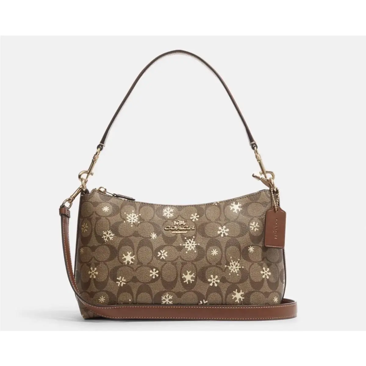 Coach Clara Shoulder Bag In Signature Canvas with Snowflake Print Im/khaki