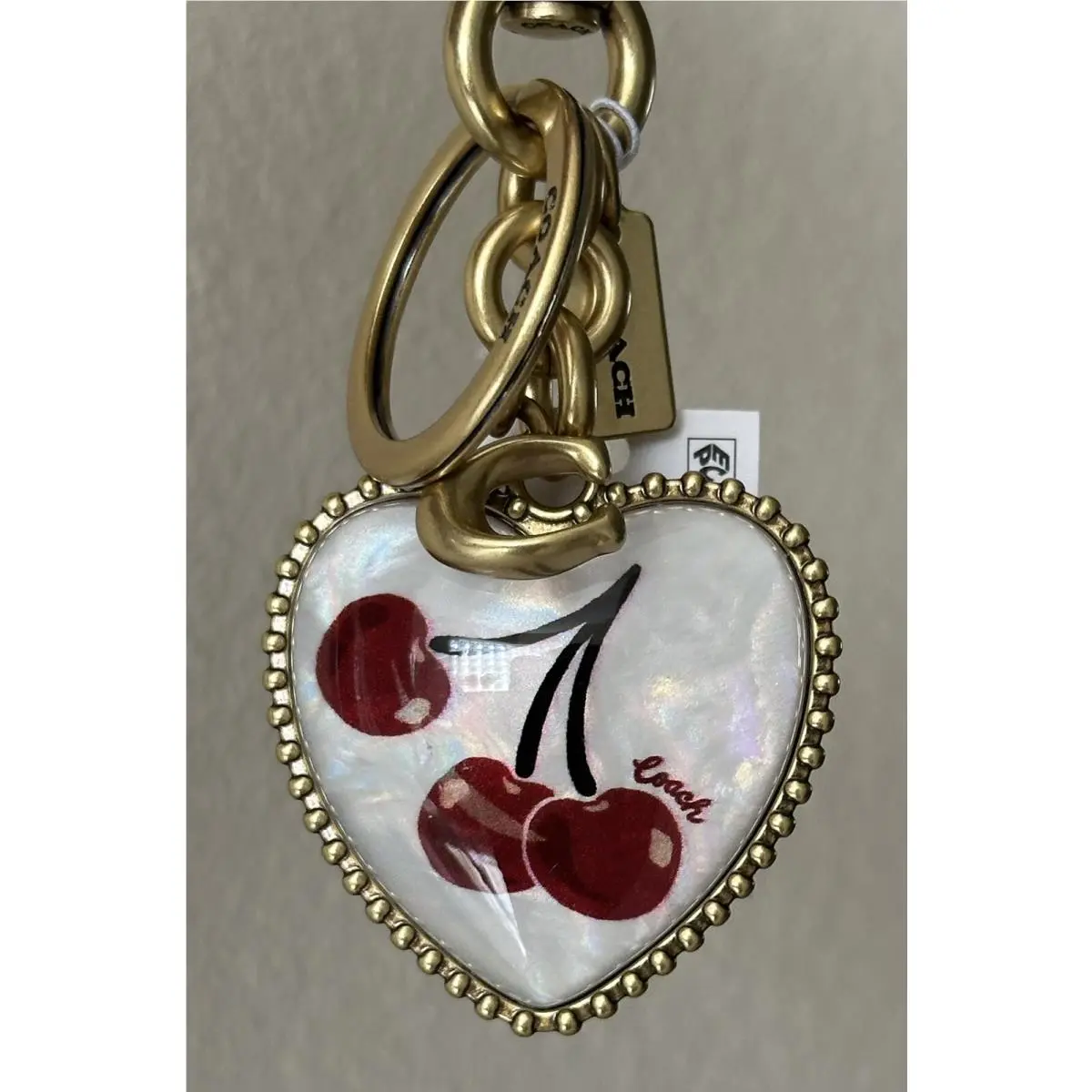 Coach Vintage Cherry Resin Puffy Heart Bag Charm Fob C Charm CZ125