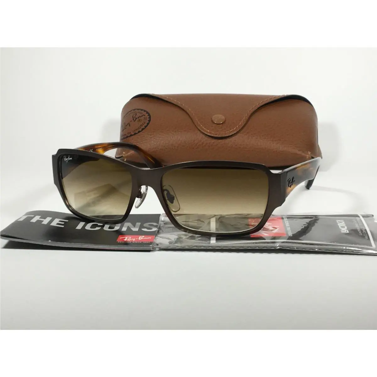 Ray-ban RB8049D 116/51 Titanium Rectangle Sunglasses Havana Brown Gradient 58mm