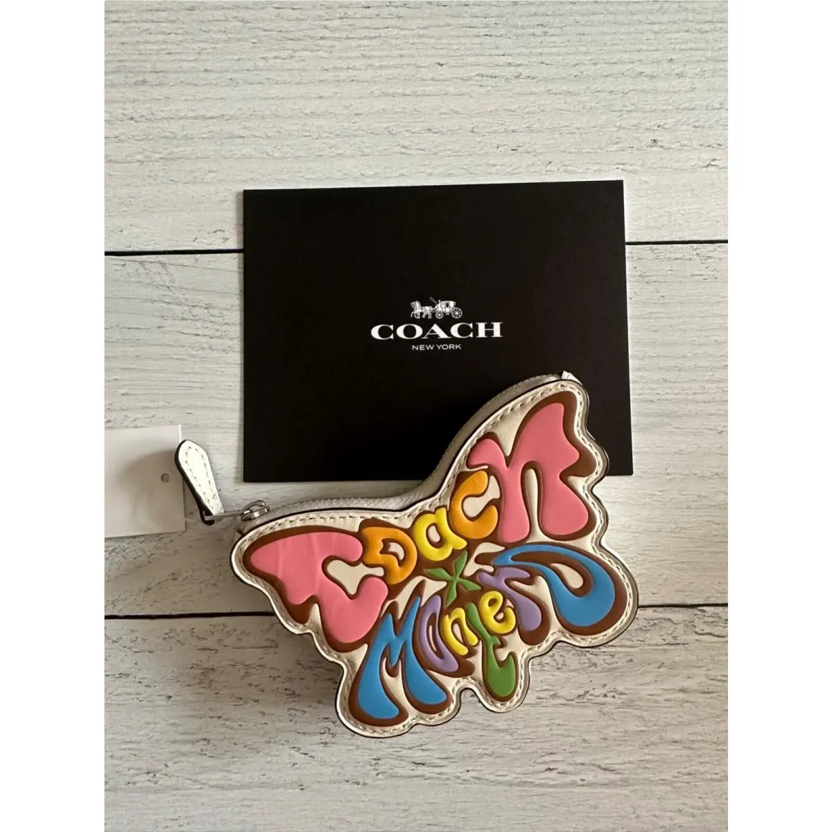 Coach Lil Nas Multi Color Leather Butterfly Coin Case CK532