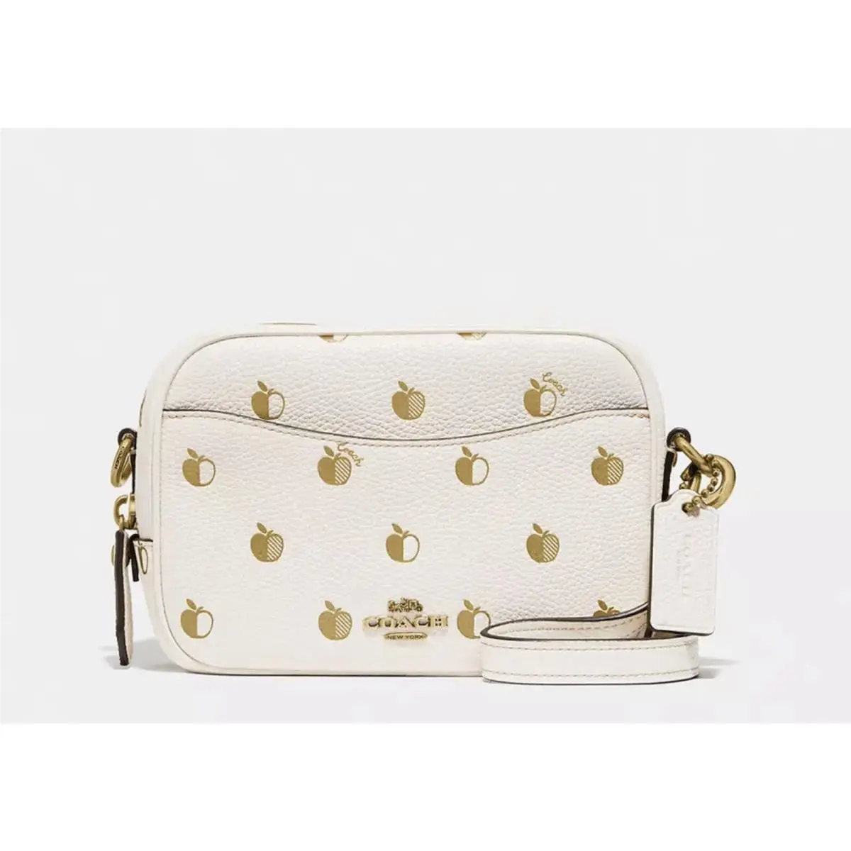 Coach Gold Foil Apple Print Leather Camera Bag 16 Cream 10011249