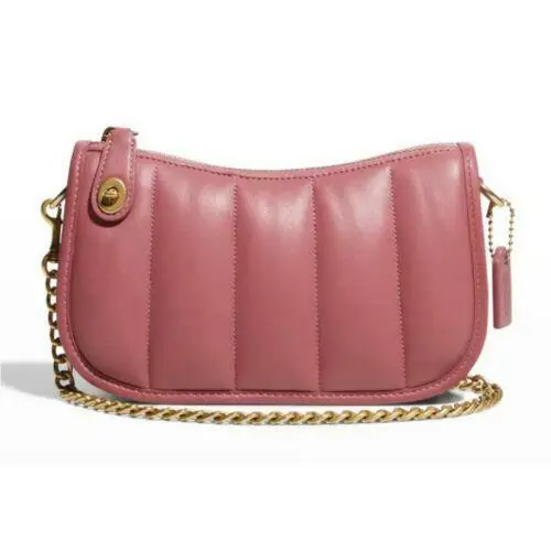 Coach Swinger 20 Quilting Nappa Leather C3490 Brass Rouge Pink