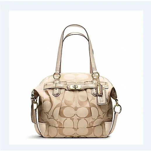 Coach 17820 Chelsea Signature Reps Emerson North South Satchel Light Khaki/g - Exterior: Beige