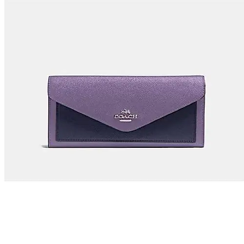 Coach Leather Soft Wallet Colorblock Dusty Lavender Multi Silver 12122 - dusty lavendar, silver