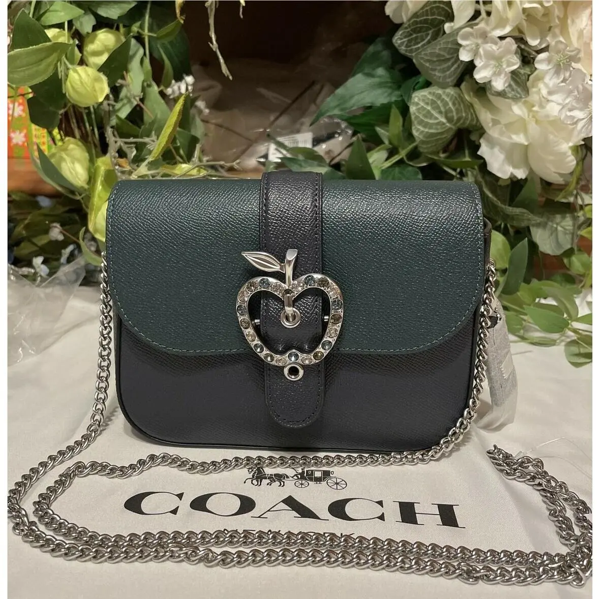 Coach Gemma Crossbody in Silver/forest Green/midnight Navy W/apple Buckle