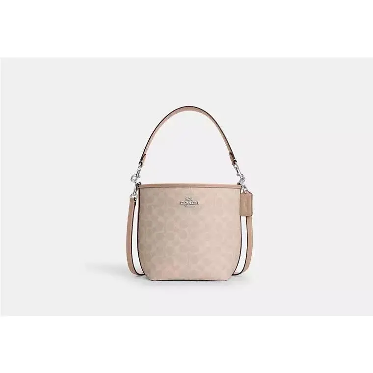 Coach Signature Canvas/leather City Bucket Tote/crossbody Handbag - Sand/taupe