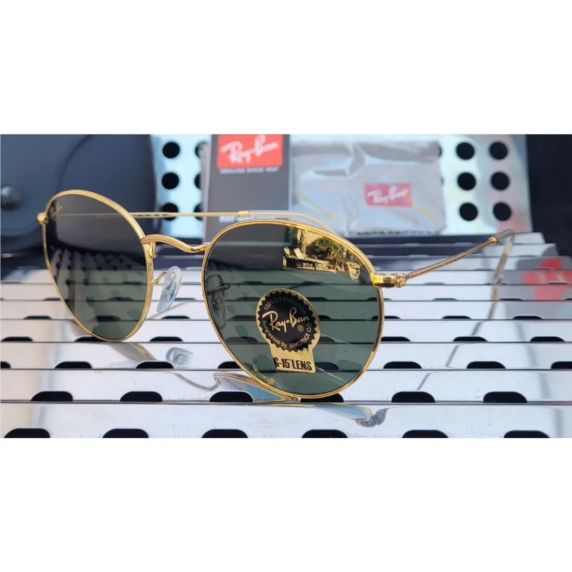 Ray Ban Round Metal RB3447 919/631 Sunglasses Legend Gold w/53mm G-15 Green