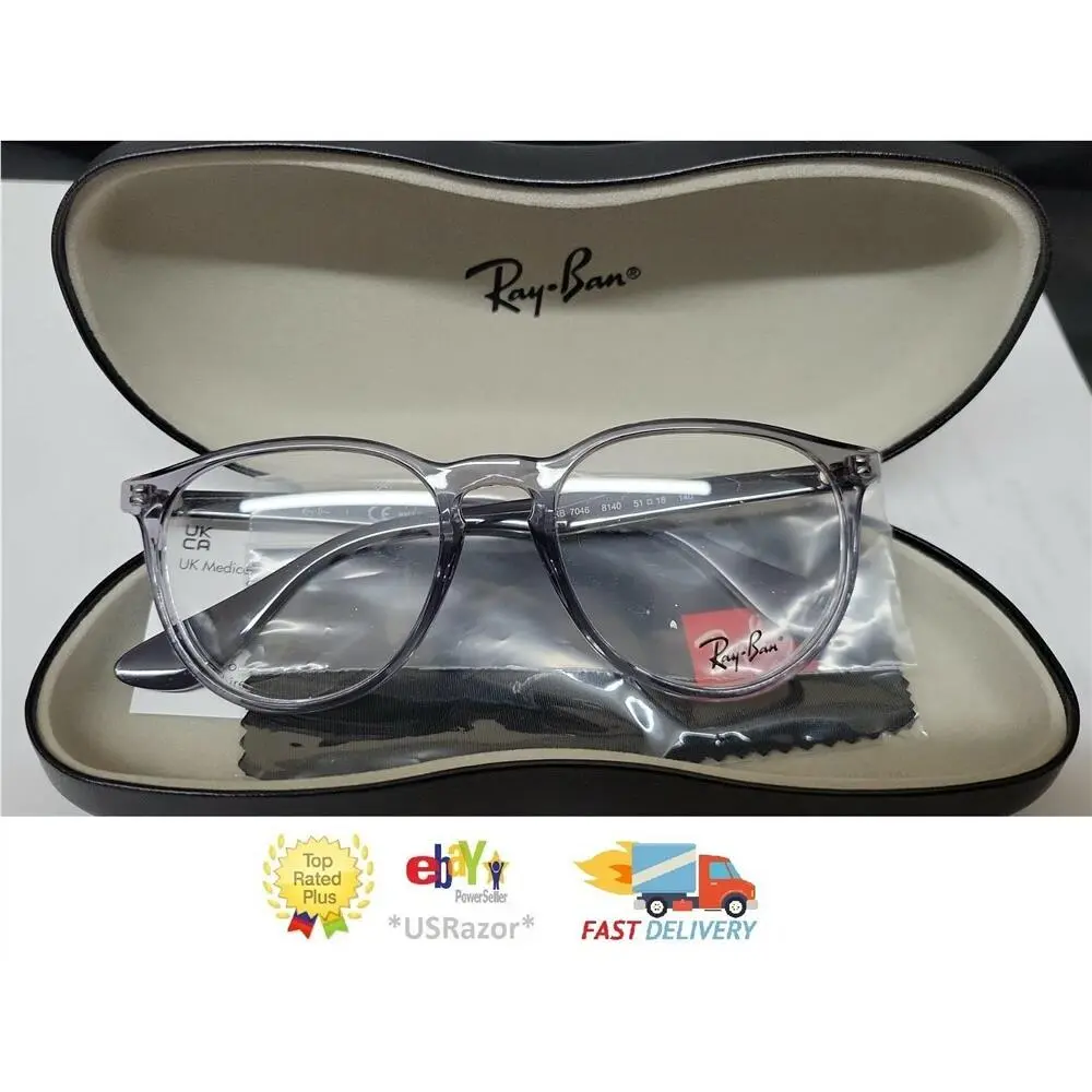 Ray-ban Eyeglasses Frame Transparent Grey Brazil RX7046 Erika 9037 Rayban Case