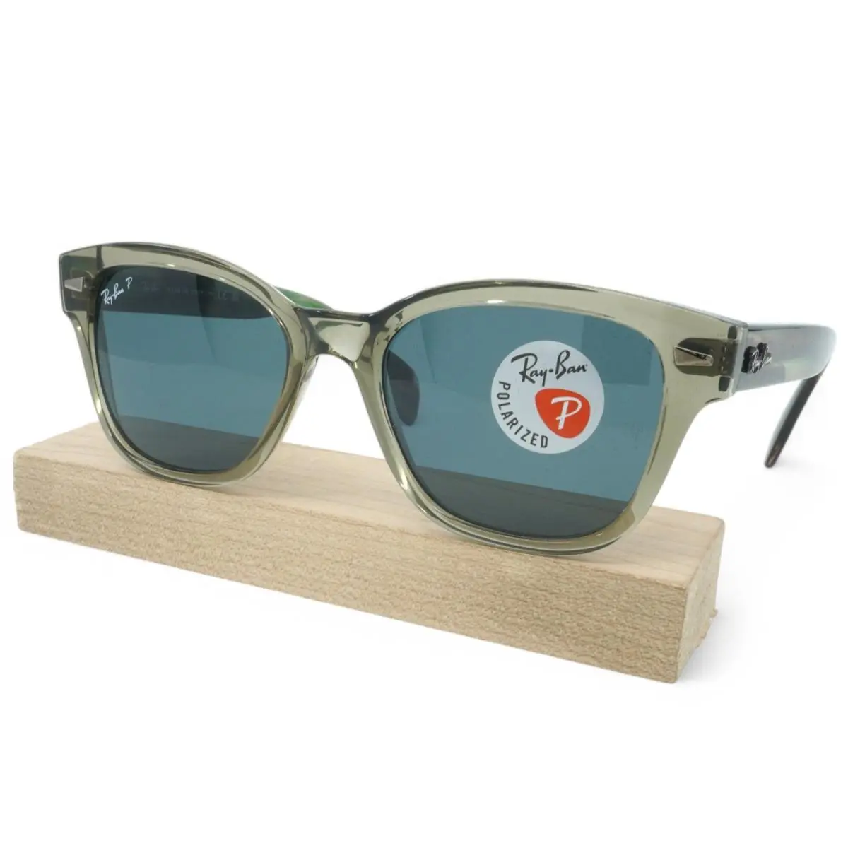 RB0880SF-6635/3R_53 Unisex Ray-ban Square Polarized Sunglasses - Frame: TRANSPARENT GREEN