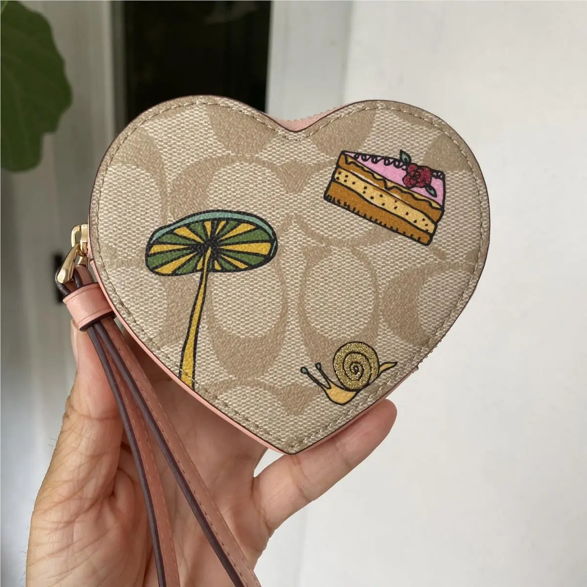 X Observed By Us Heart Coin Case In Signature Canvas CU405 by Coach