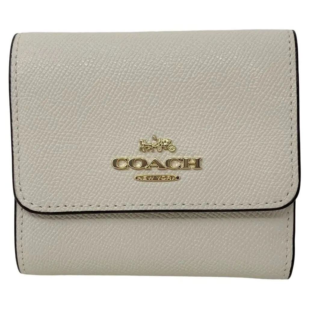 Coach Small Leather Trifold Chalk Wallet Floral Cluster Print CH604