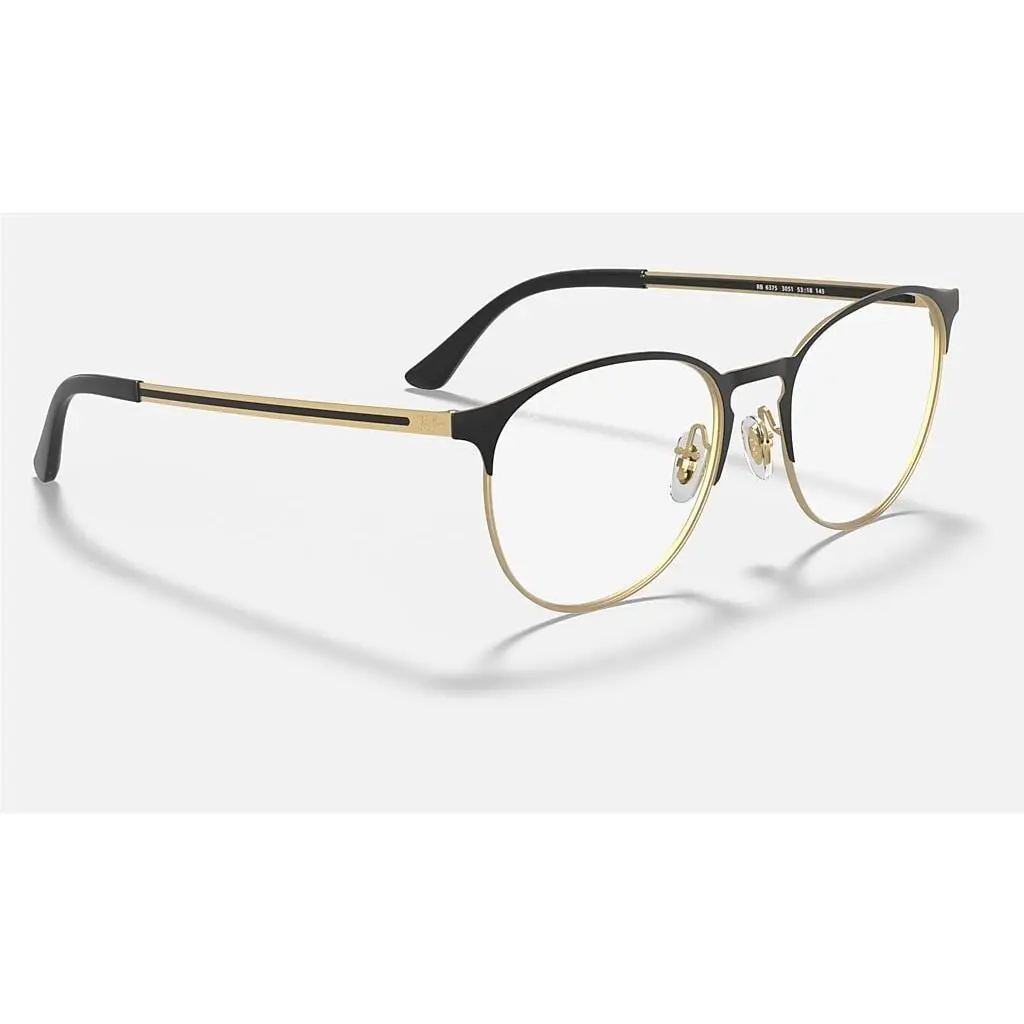 Ray Ban Retro Round Eyeglasses Ray Ban RB 6375 c.3051 in Matte Black Gold 53mm