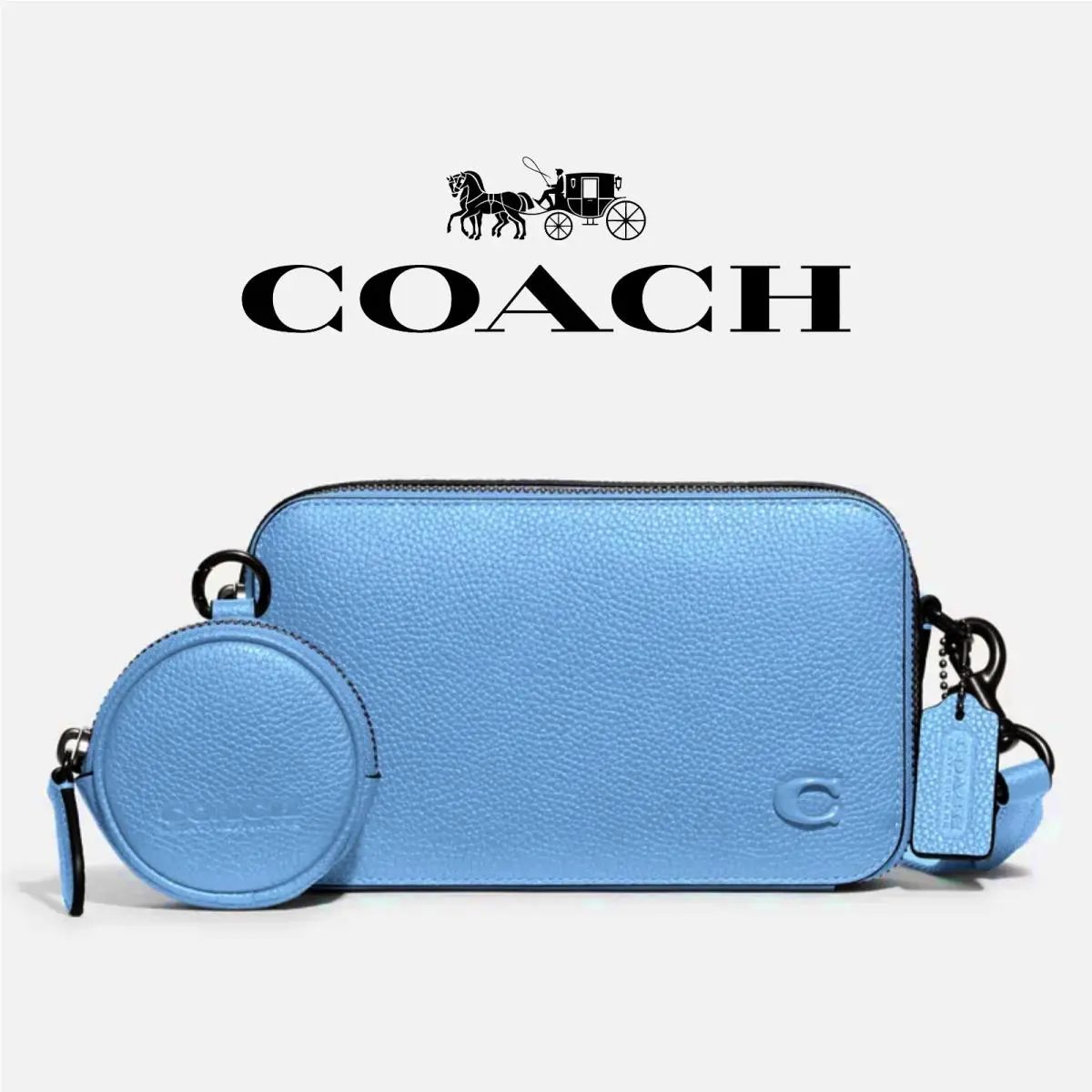 Coach Charter Slim Leather Crossbody in Pool Blue