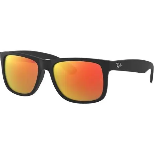 Ray-ban Sunglasses RB4165 Justin 622/6Q Rubber Black Frames Brown Mirror Orange