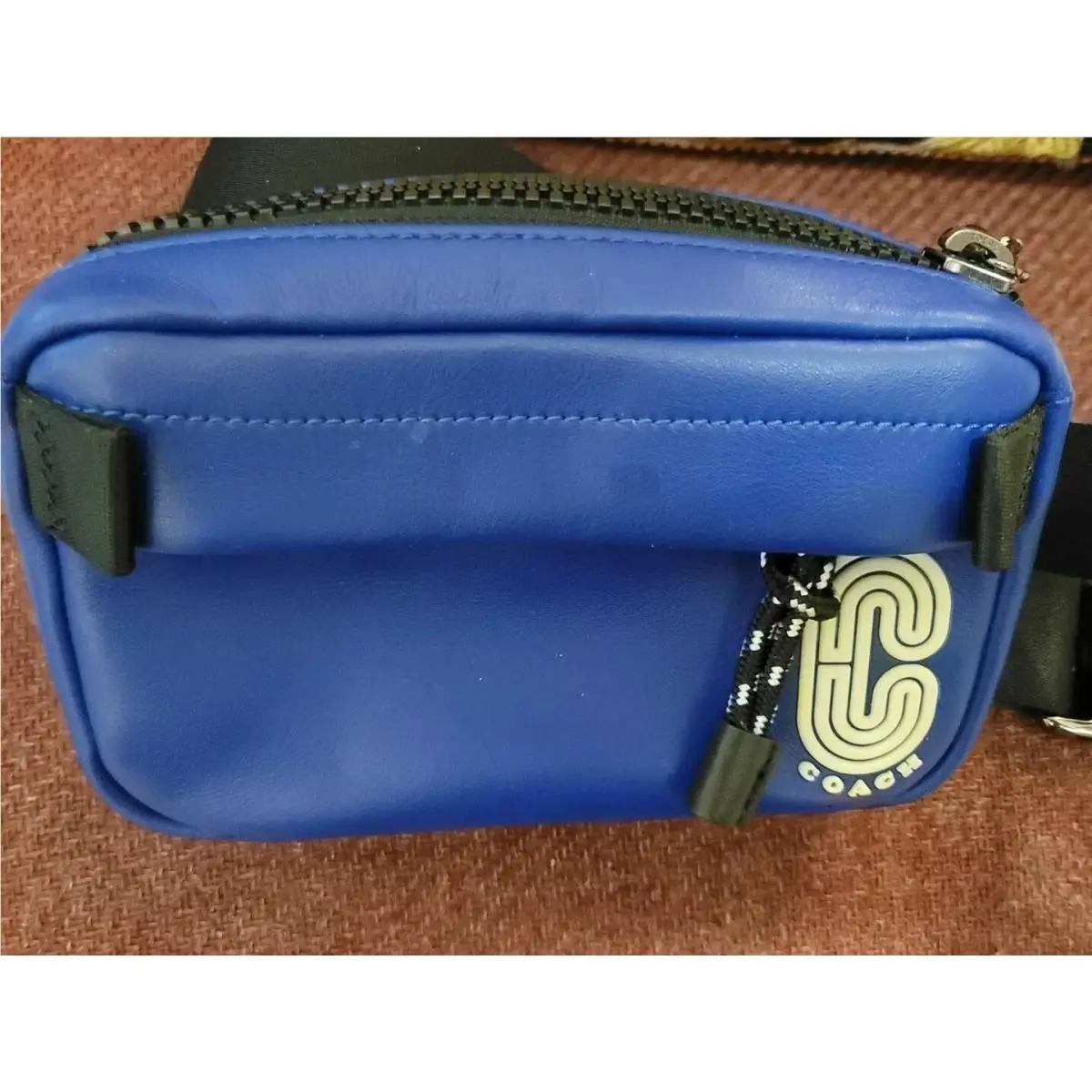 Coach Mens Mini Edge Leather Blue Crossbody Belt Bag C5337
