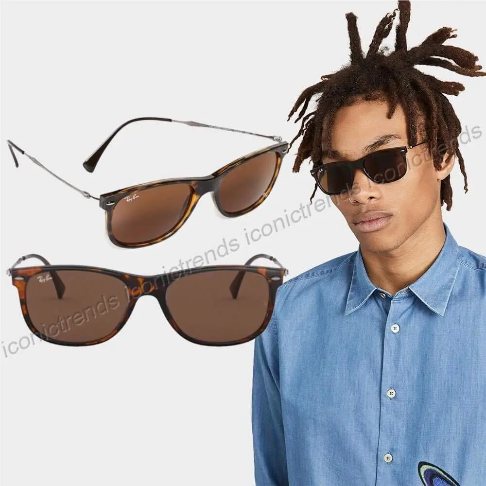 with Case Ray Ban RB 4318 710/73 Havana Dark Brown Light Square Sunglasses