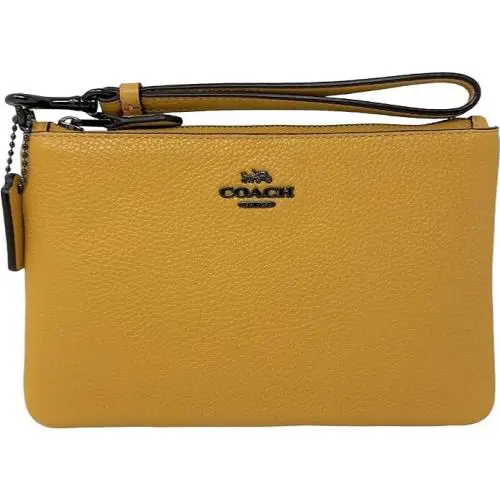 Coach Pebble Leather Large Wristlet Wallet Honeycomb 22952