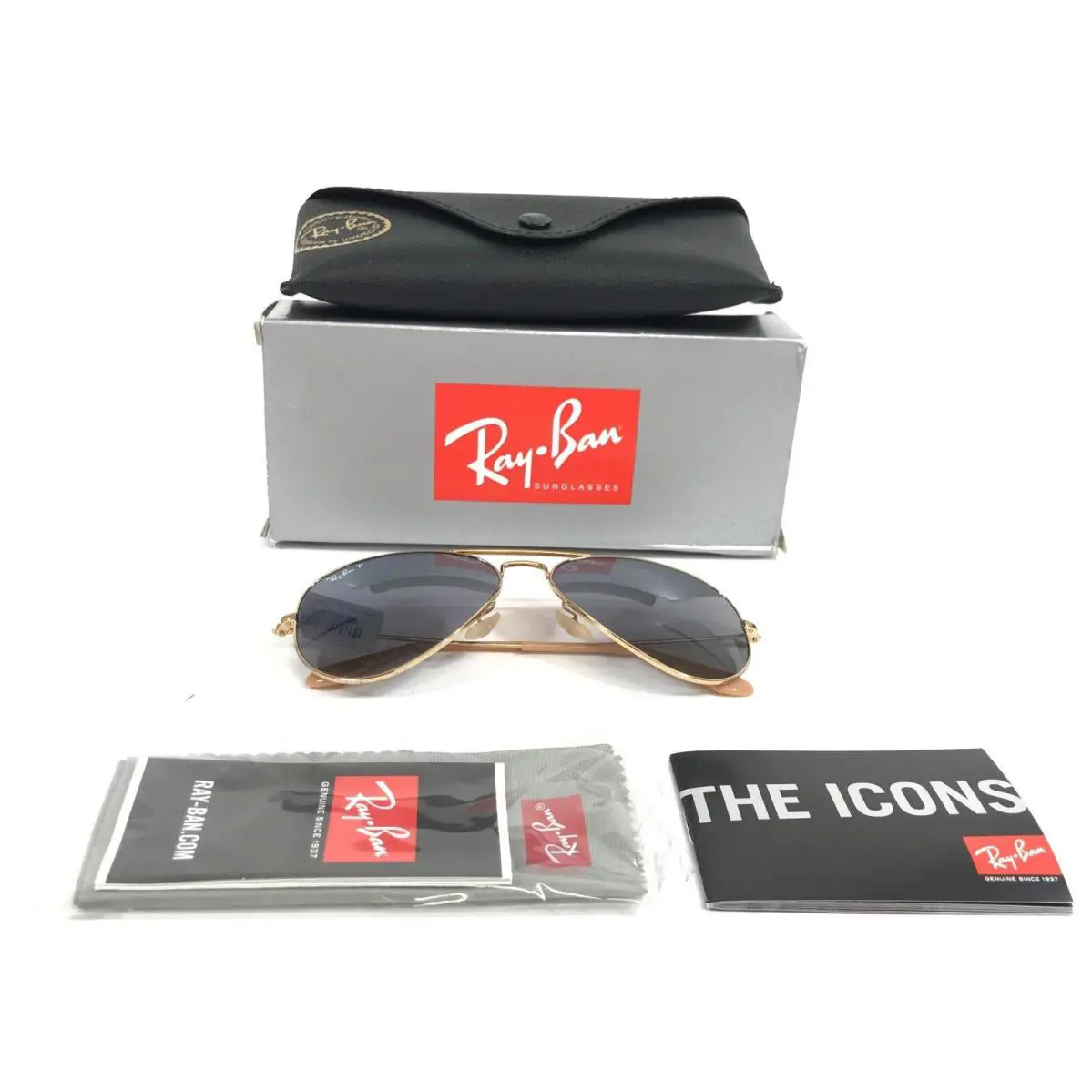 Ray-ban Sunglasses RB3025 Aviator Large Metal 001/78 Gold w Gradient Grey 58mm