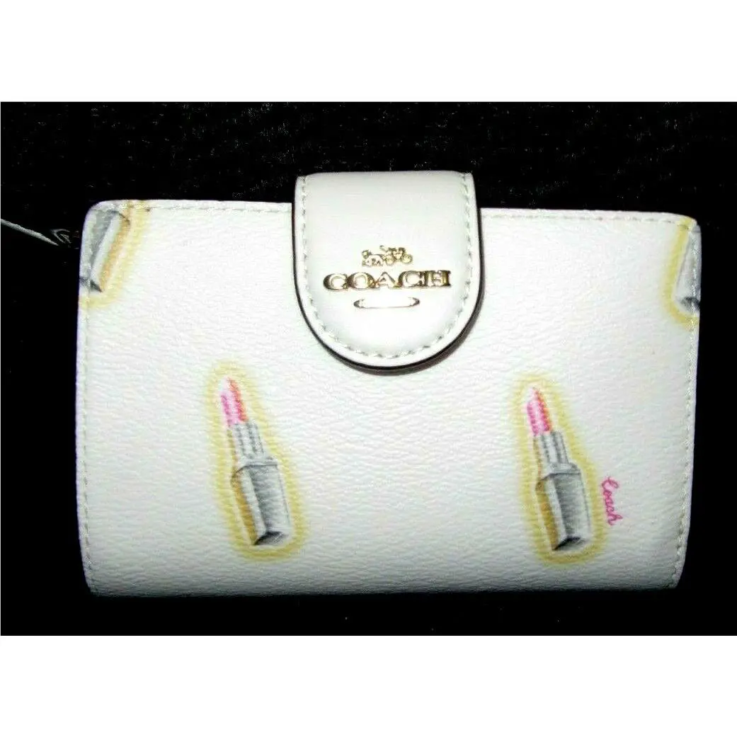 Coach C2885 Medium Corner Zip Wallet Lipstick Chalk Multi Leather