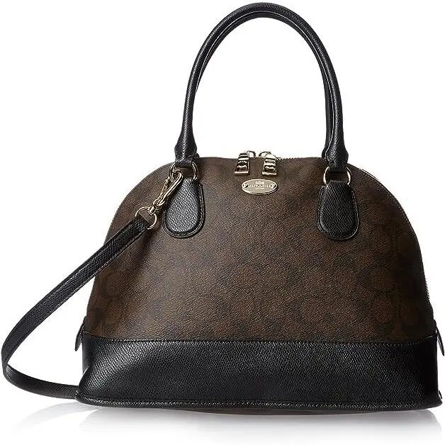 Coach F33904 Signature Cora Domed Satchel Handbag Crossbody Brown/black