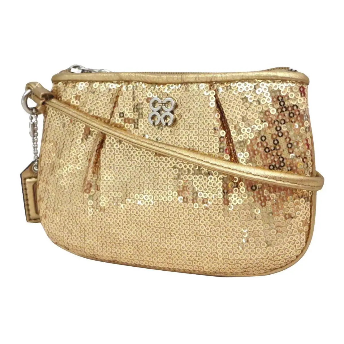 44509 Coach Special Occasion Gold Sequined Sequin Wristlet Wallet Rare