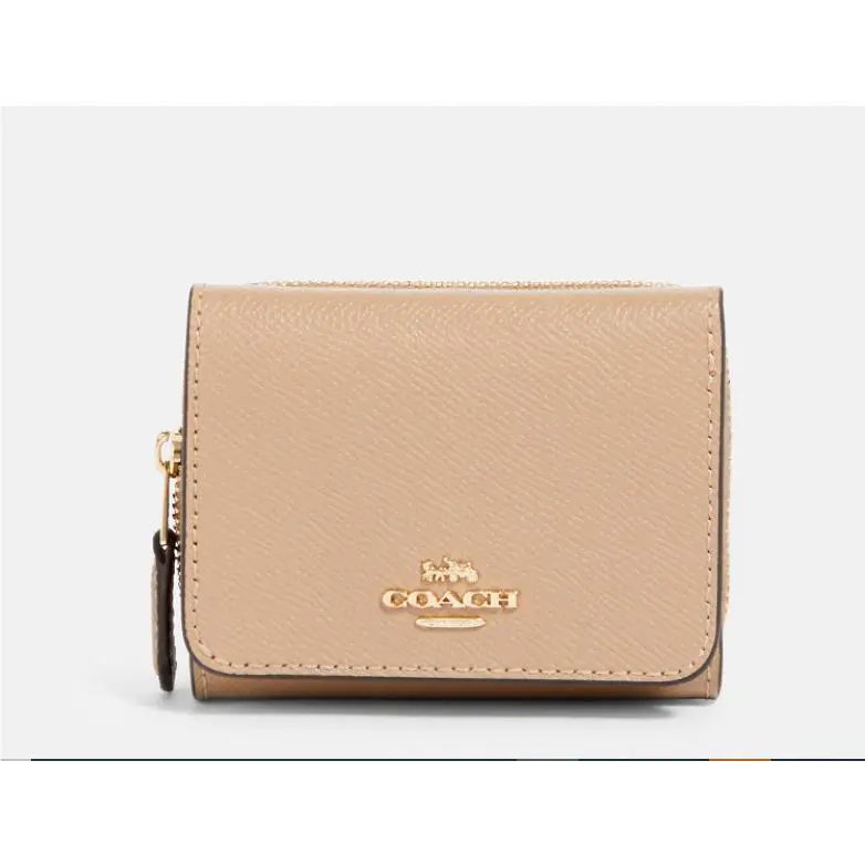 Coach Small Trifold Wallet Color: Gold/taupe